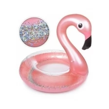 Фламинго розовый спасательный надувной круг для детей старше 14 и взрослых диаметром 90 см